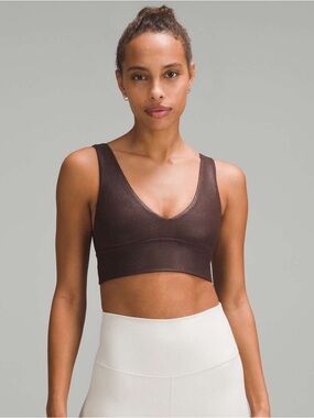 Lululemon Align Ribbed V-Neck Bra Light Support, A/B Cup Shine - Expresso